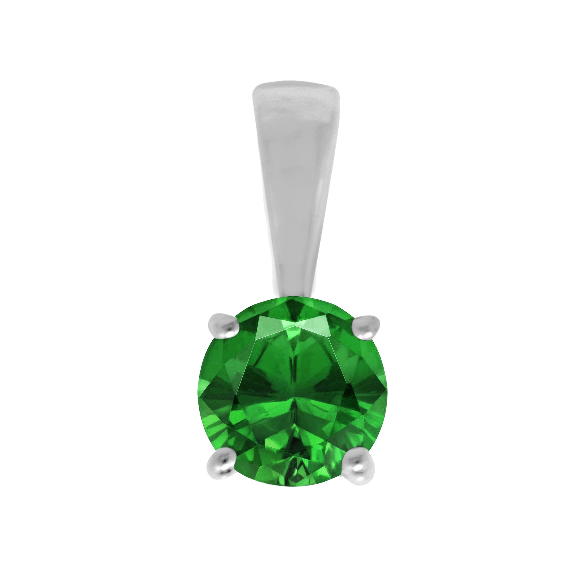 Multi Stone Round Solitaire Pendant - Sterling Silver