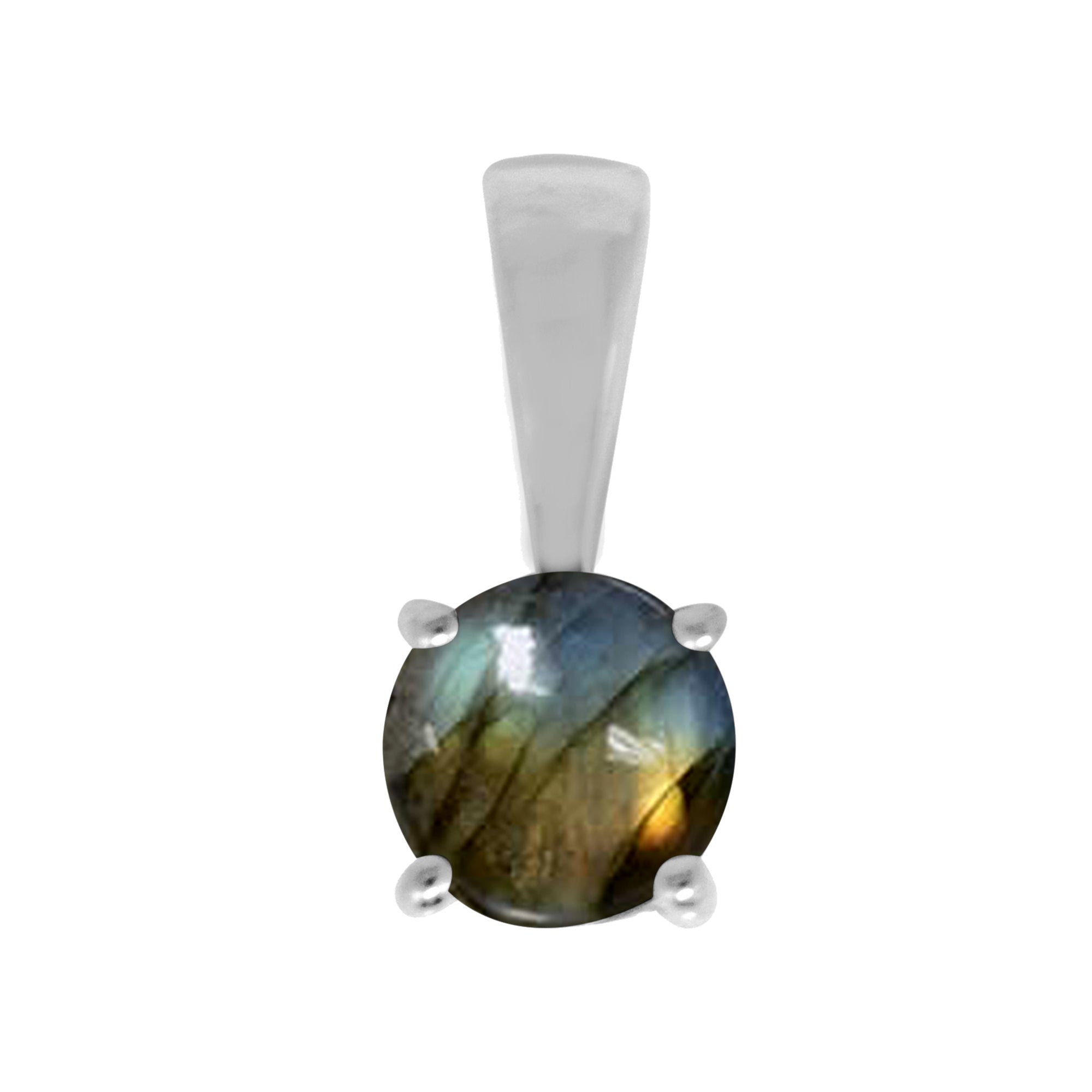 Multi Stone Round Solitaire Pendant - Sterling Silver