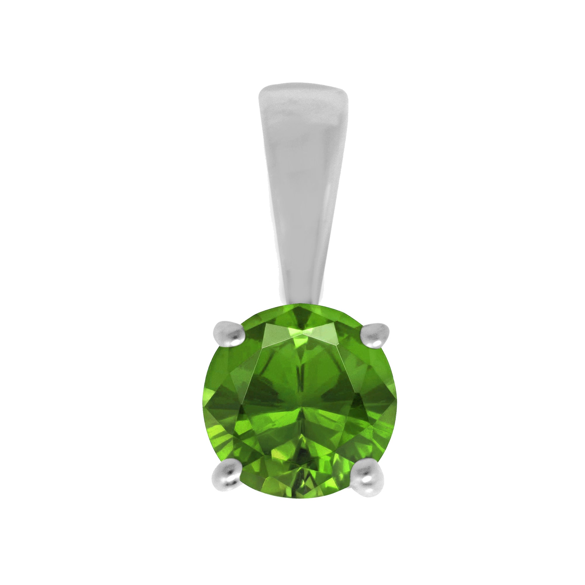 Multi Stone Round Solitaire Pendant - Sterling Silver