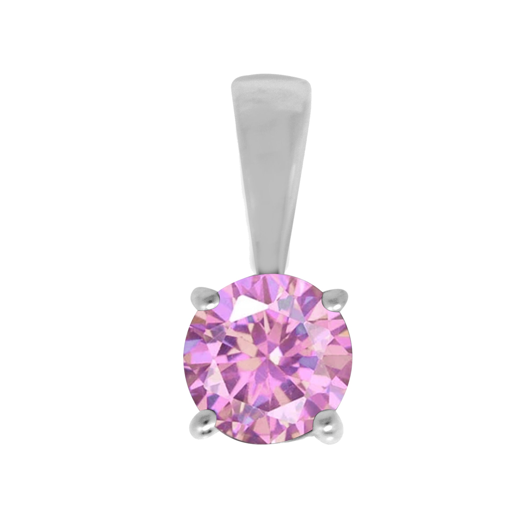 Multi Stone Round Solitaire Pendant - Sterling Silver