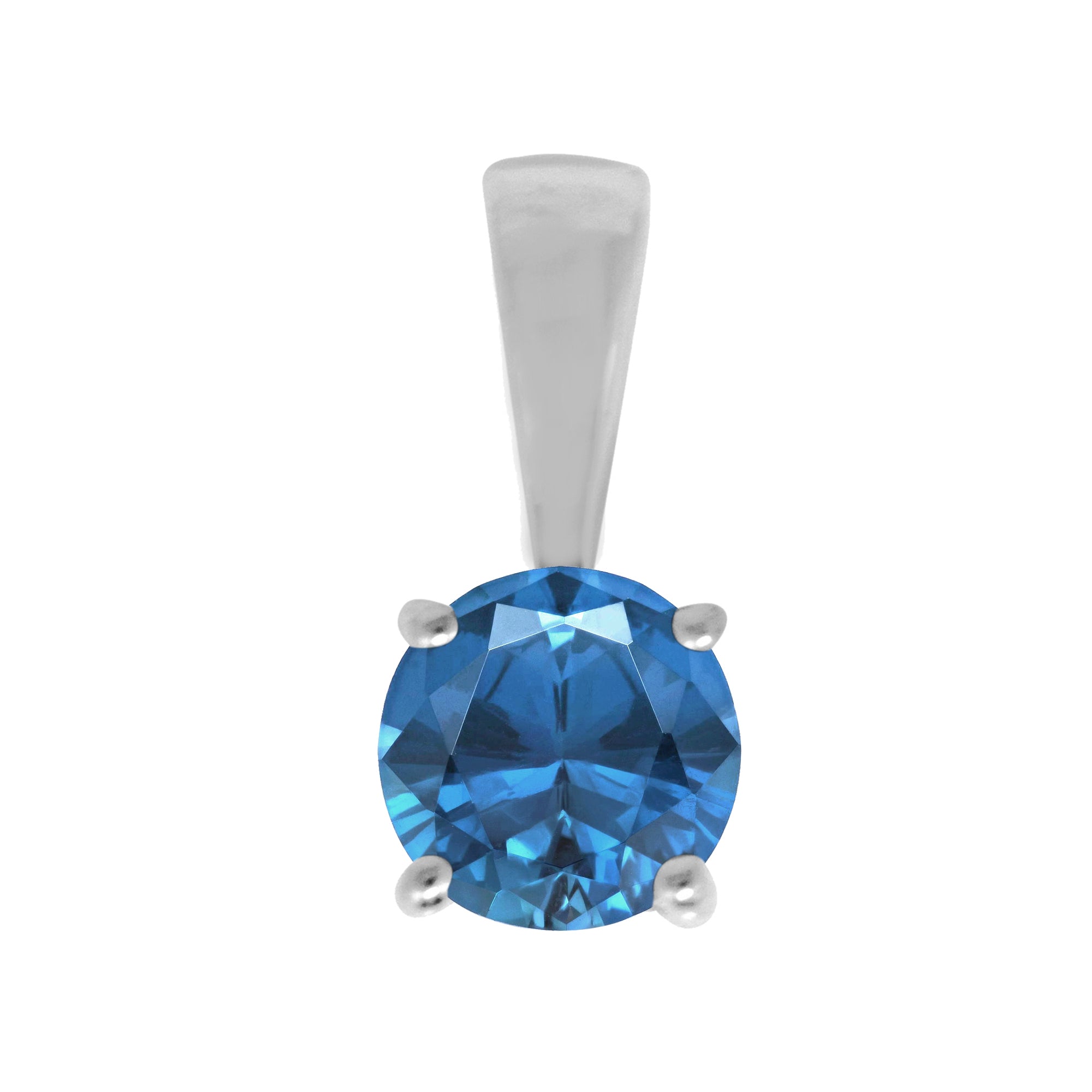 Multi Stone Round Solitaire Pendant - Sterling Silver