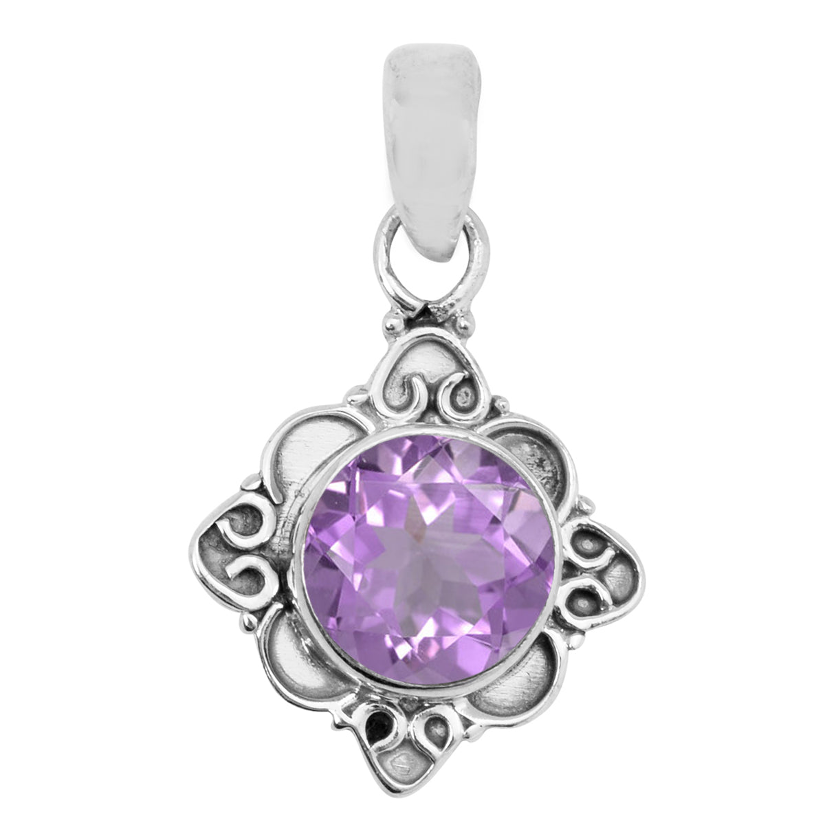 Ciondolo vintage con pietra preziosa a taglio rotondo multiscelta