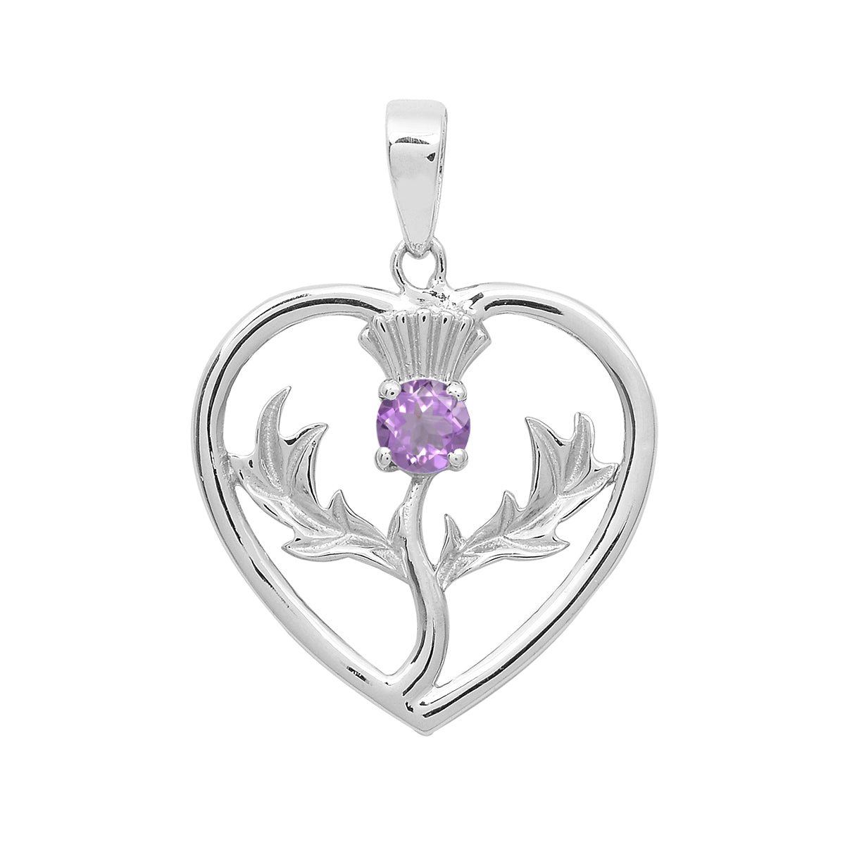 Multi Stone Round Heart Pendant - Sterling Silver