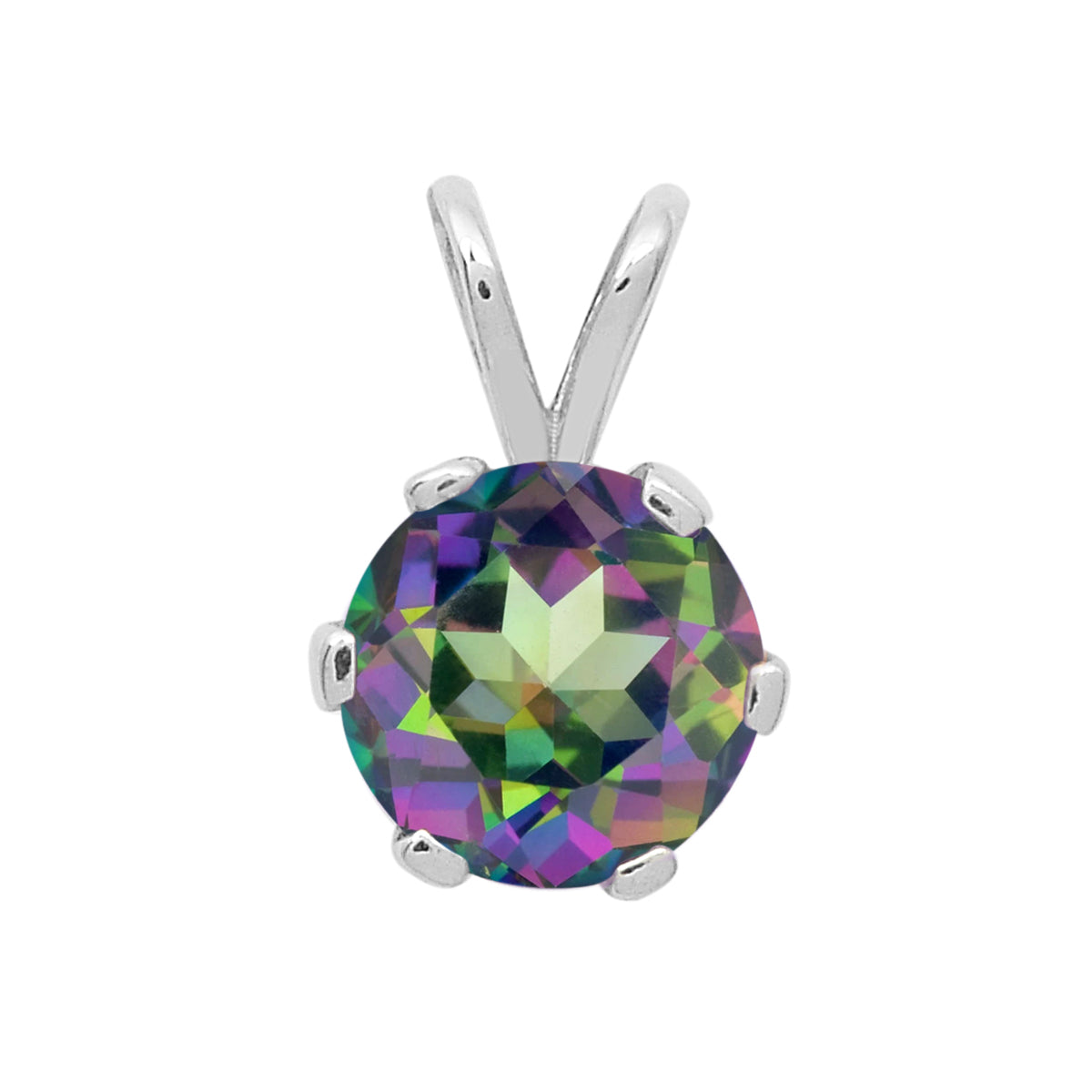 Multi-Stone Round Solitaire Pendant – Sterling Silver