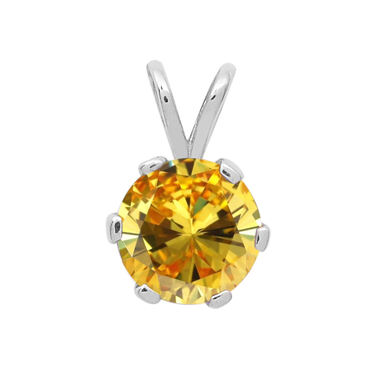Multi-Stone Round Solitaire Pendant – Sterling Silver