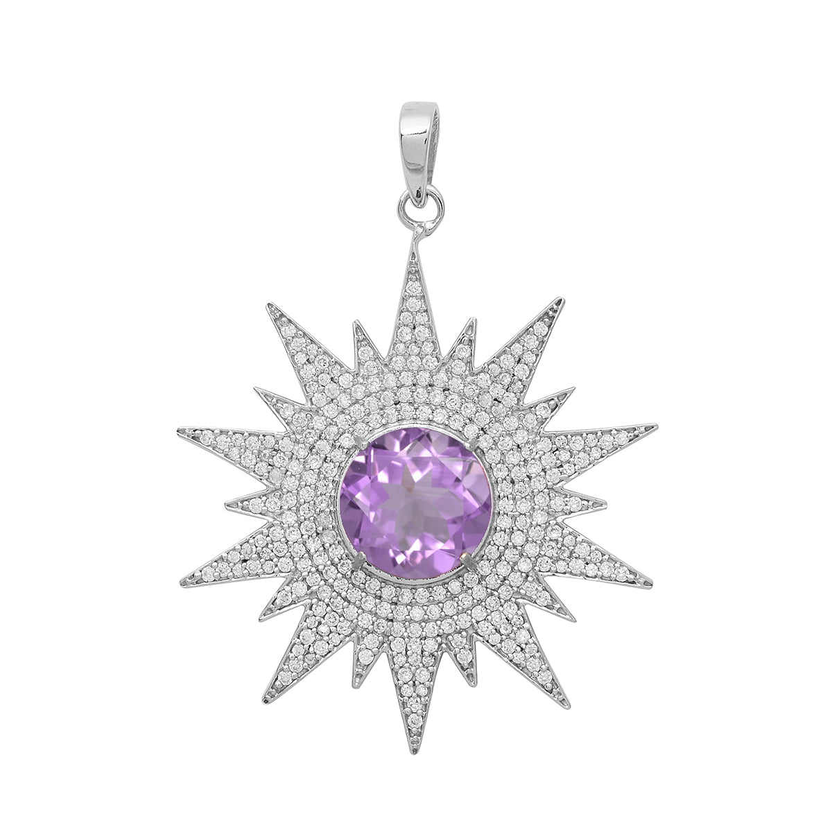 Multi Stone Vintage Filigree Pendant - Sterling Silver
