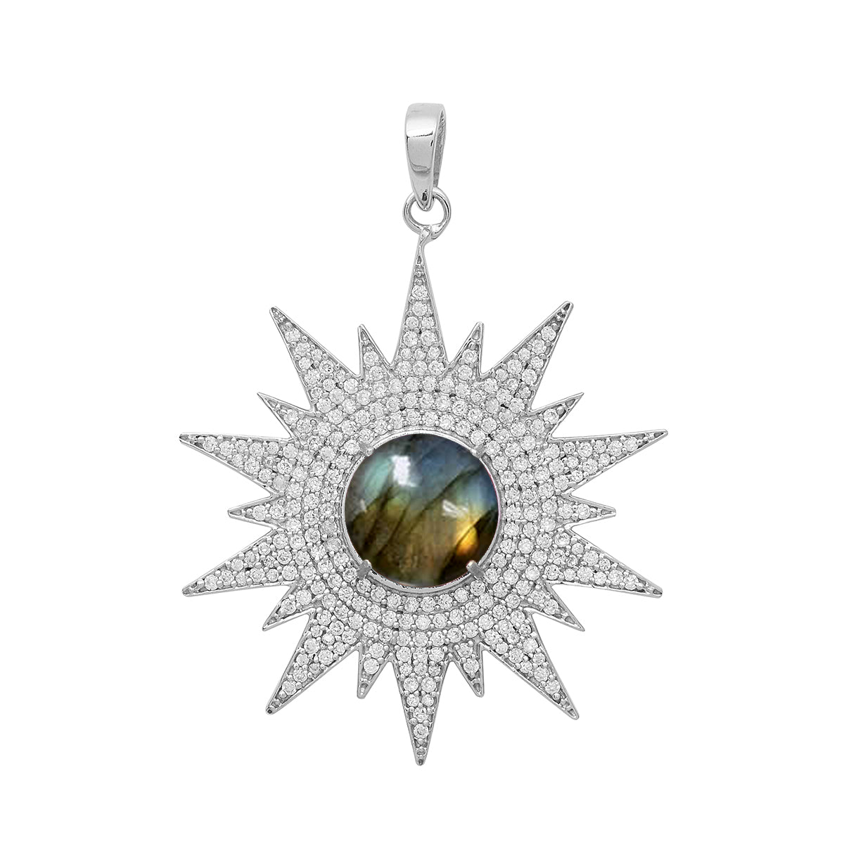 Multi Stone Vintage Filigree Pendant - Sterling Silver
