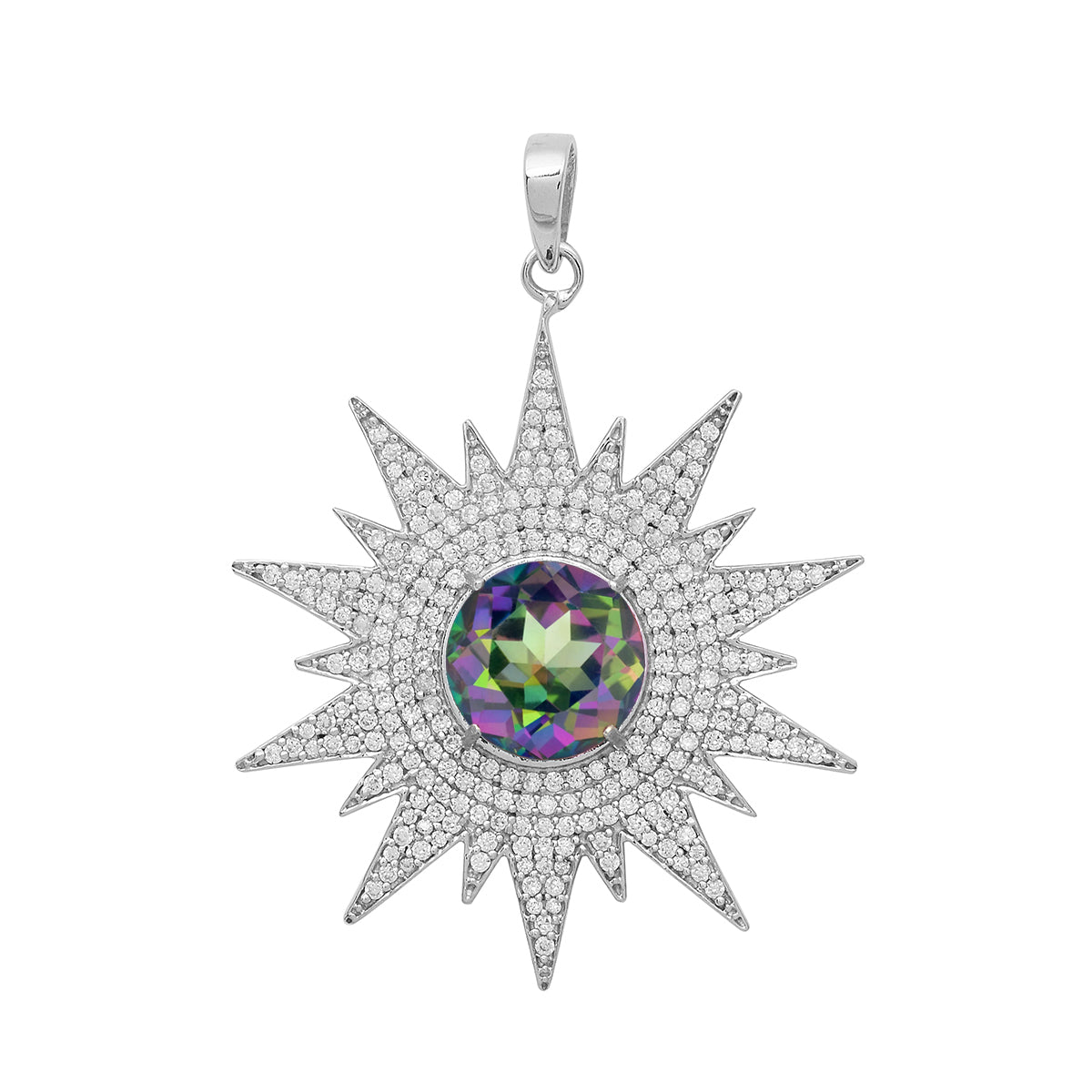 Multi Stone Vintage Filigree Pendant - Sterling Silver