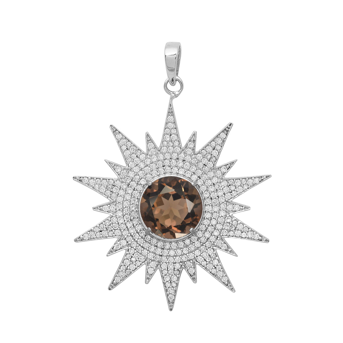 Multi Stone Vintage Filigree Pendant - Sterling Silver