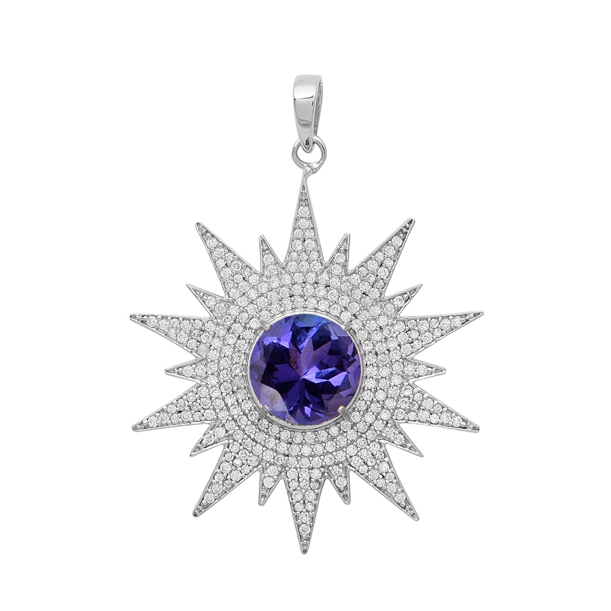 Multi Stone Vintage Filigree Pendant - Sterling Silver