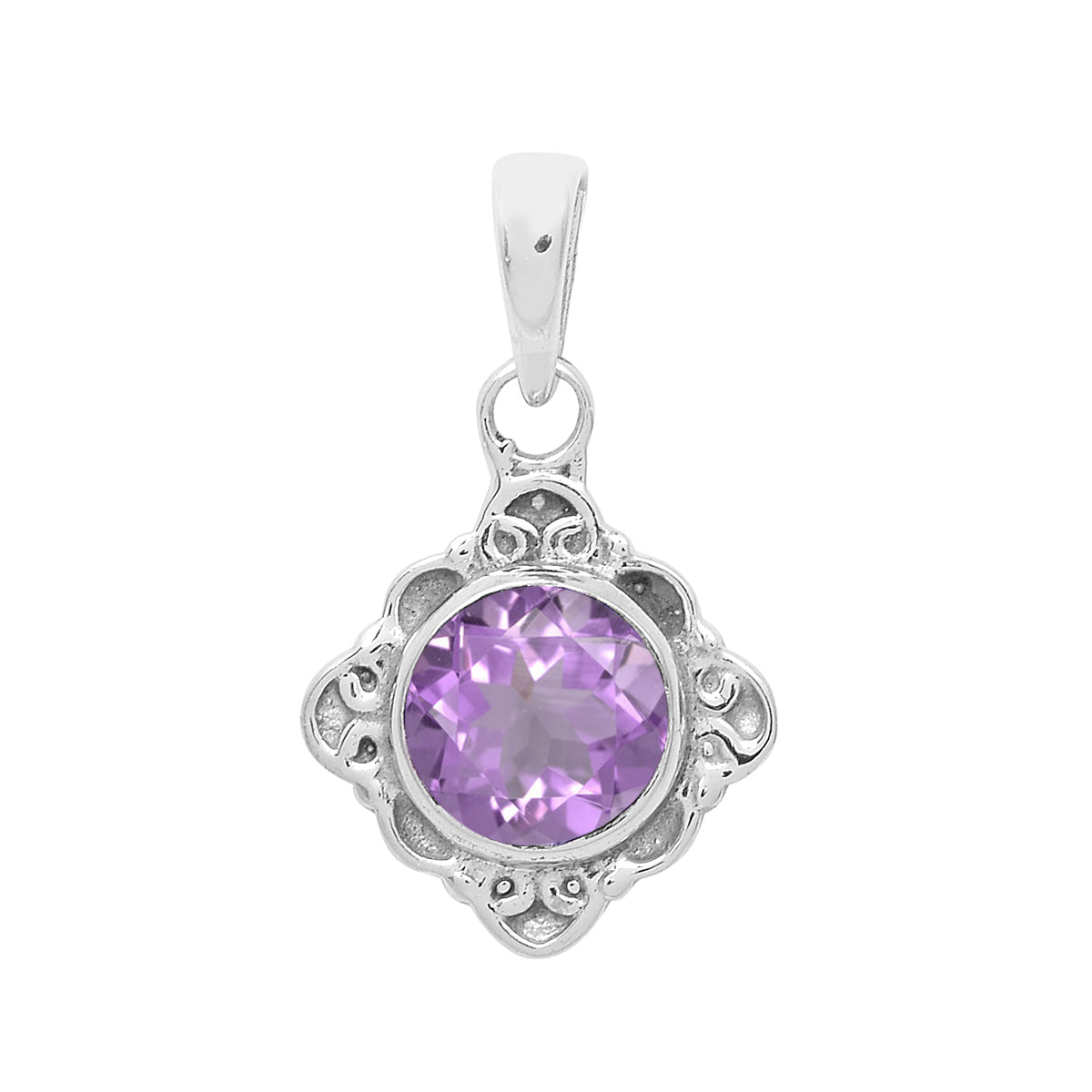 Ciondolo vintage con pietra preziosa a taglio rotondo multiscelta