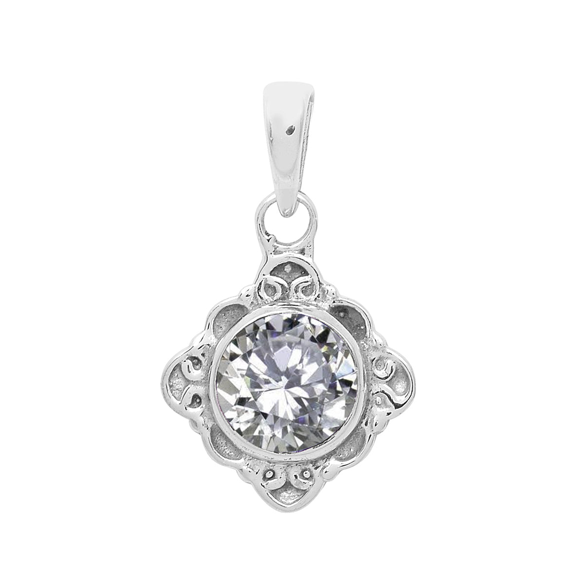 Multi-Stone Ornate Vintage Pendant – Sterling Silver