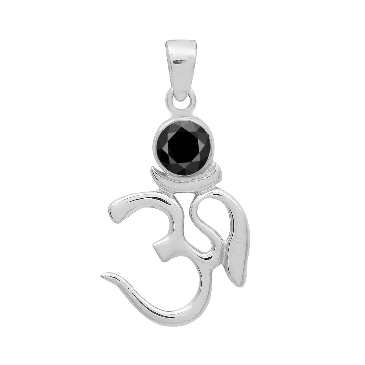 Multi Stone Om Pendant - Sterling Silver