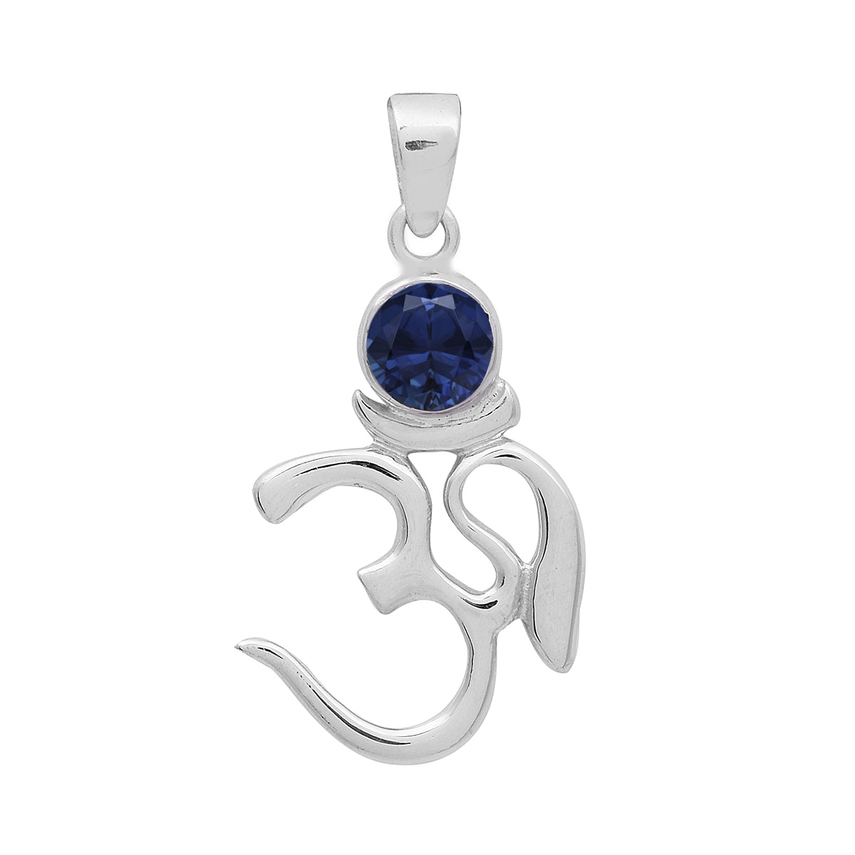 Multi Stone Om Pendant - Sterling Silver