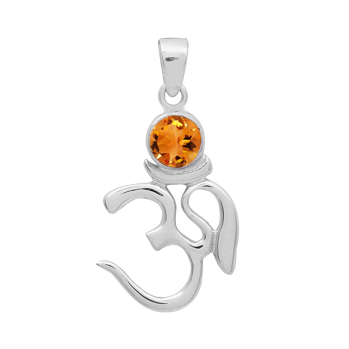 Multi Stone Om Pendant - Sterling Silver