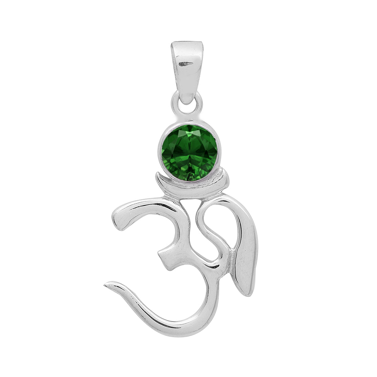 Multi Stone Om Pendant - Sterling Silver