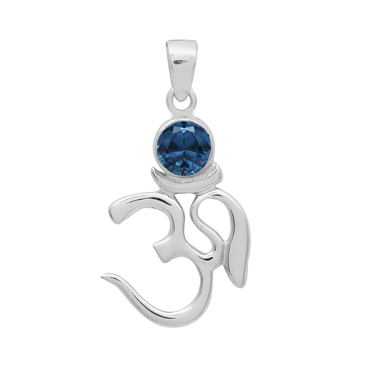 Multi Stone Om Pendant - Sterling Silver