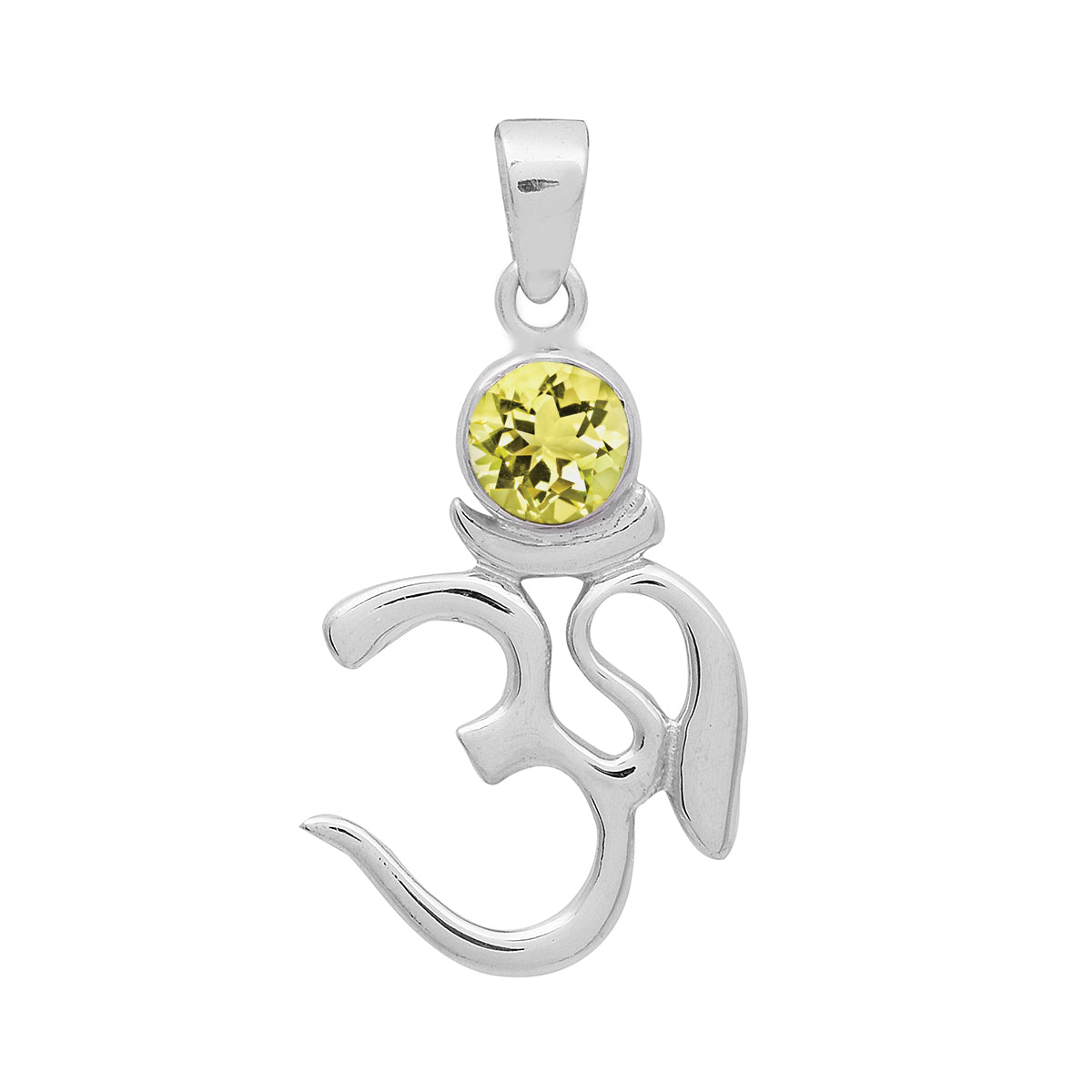Multi Stone Om Pendant - Sterling Silver