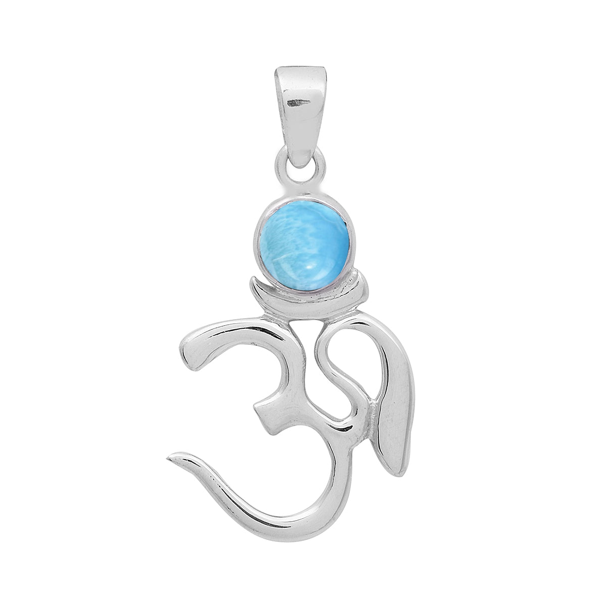 Multi Stone Om Pendant - Sterling Silver