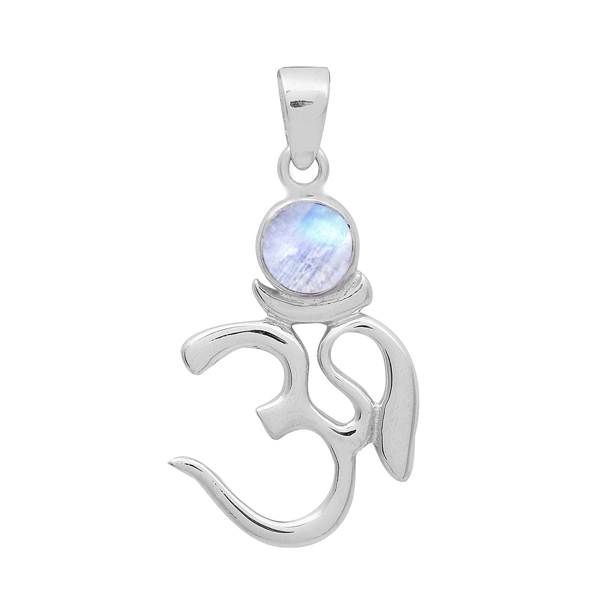 Multi Stone Om Pendant - Sterling Silver