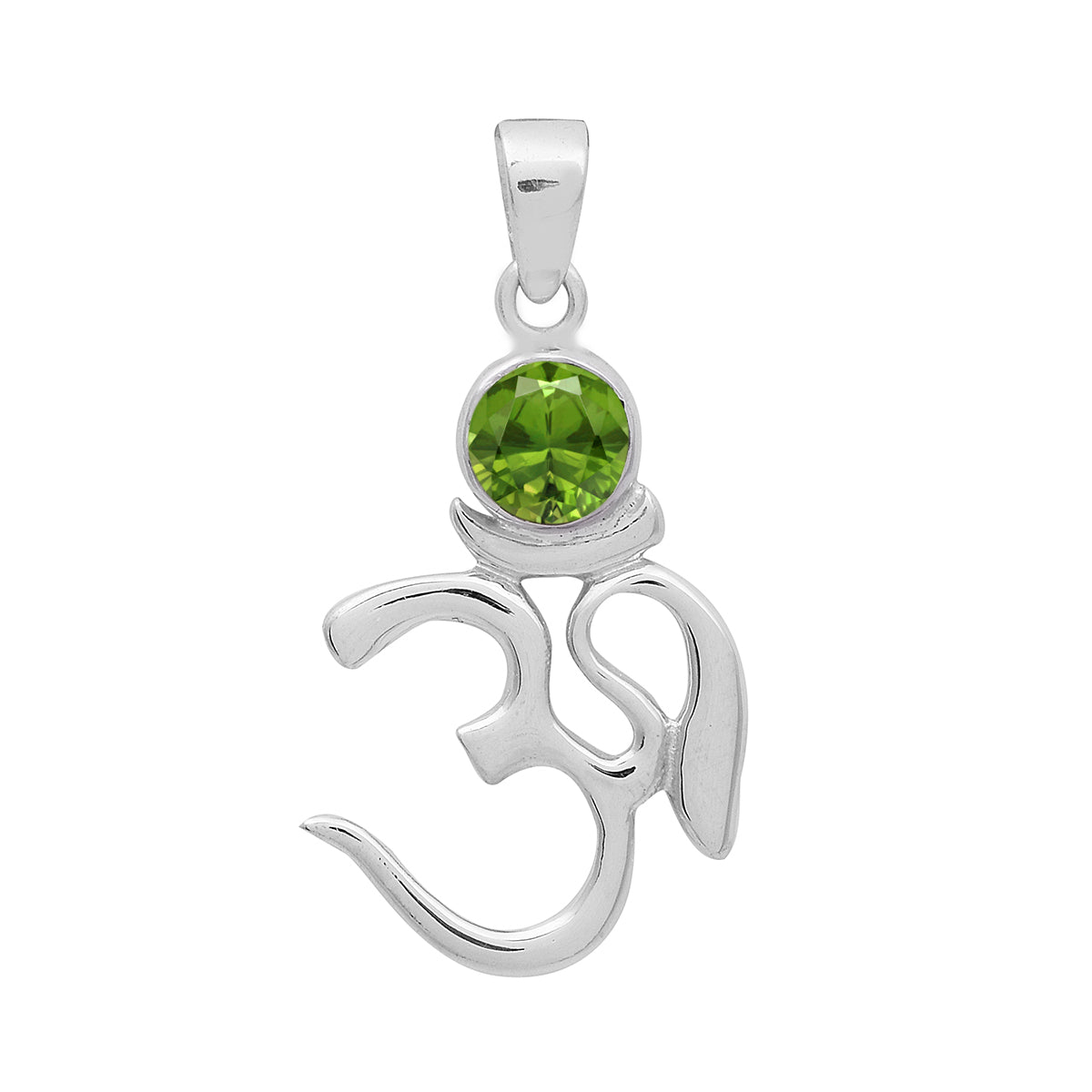 Multi Stone Om Pendant - Sterling Silver