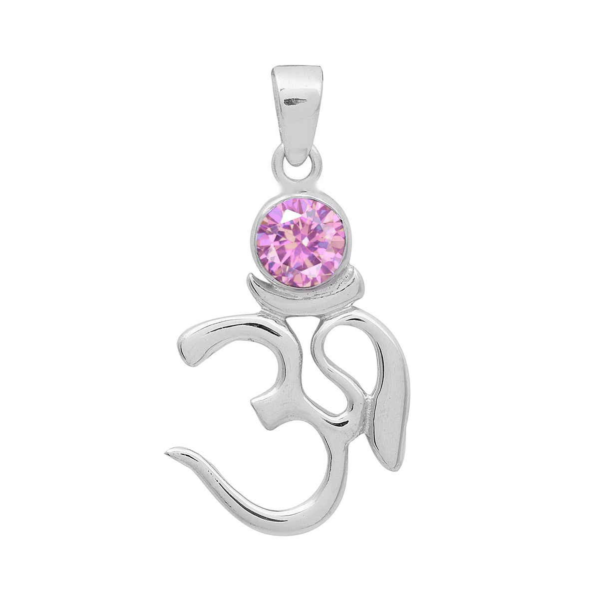 Multi Stone Om Pendant - Sterling Silver