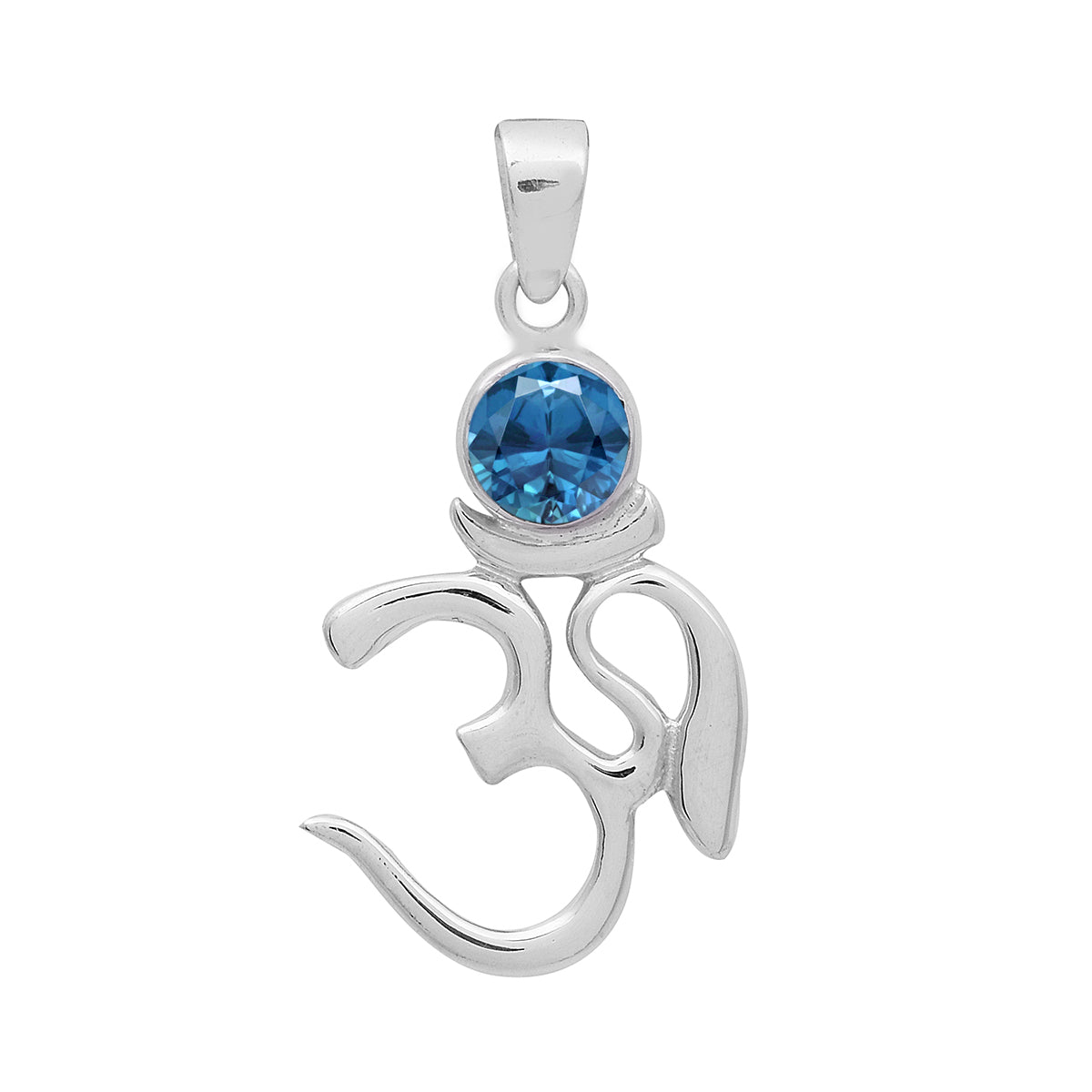 Multi Stone Om Pendant - Sterling Silver