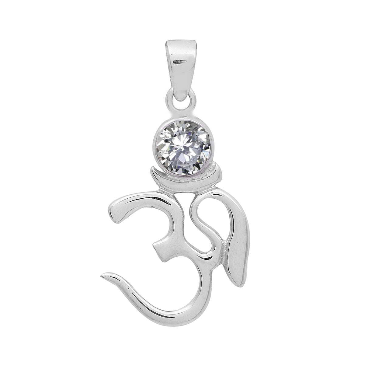 Multi Stone Om Pendant - Sterling Silver