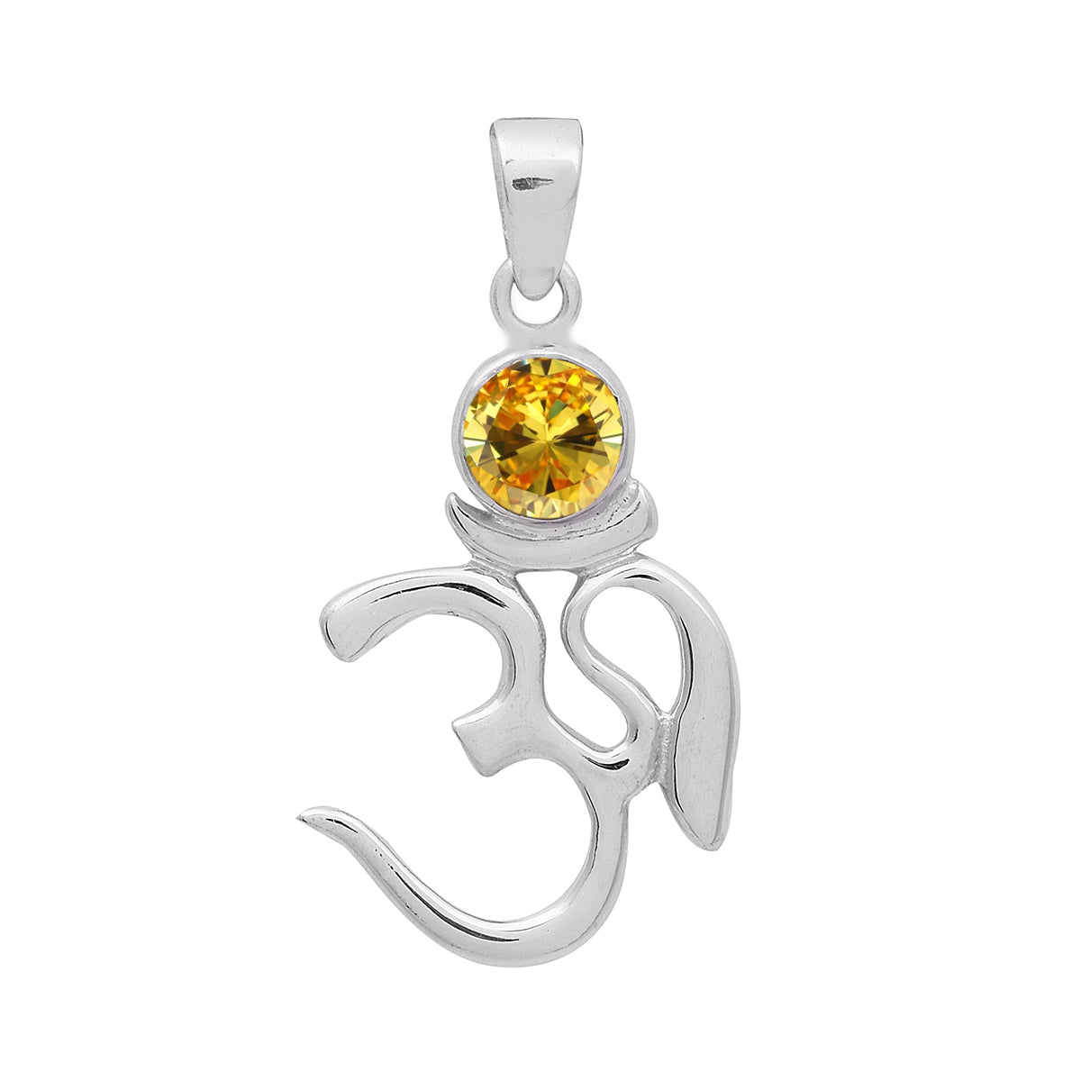 Multi Stone Om Pendant - Sterling Silver