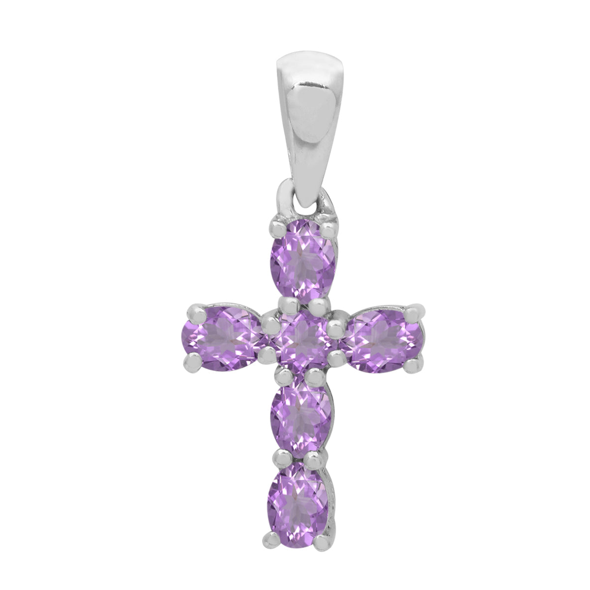 Multi Stone Religious Cross Pendant -Sterling Silver