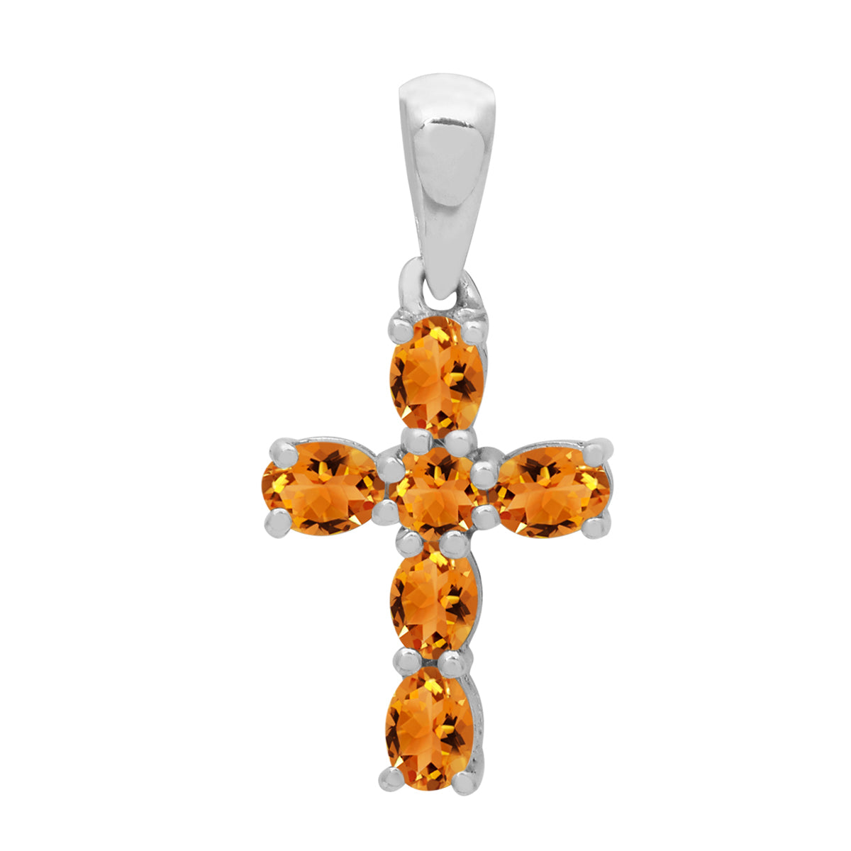 Multi Stone Religious Cross Pendant -Sterling Silver
