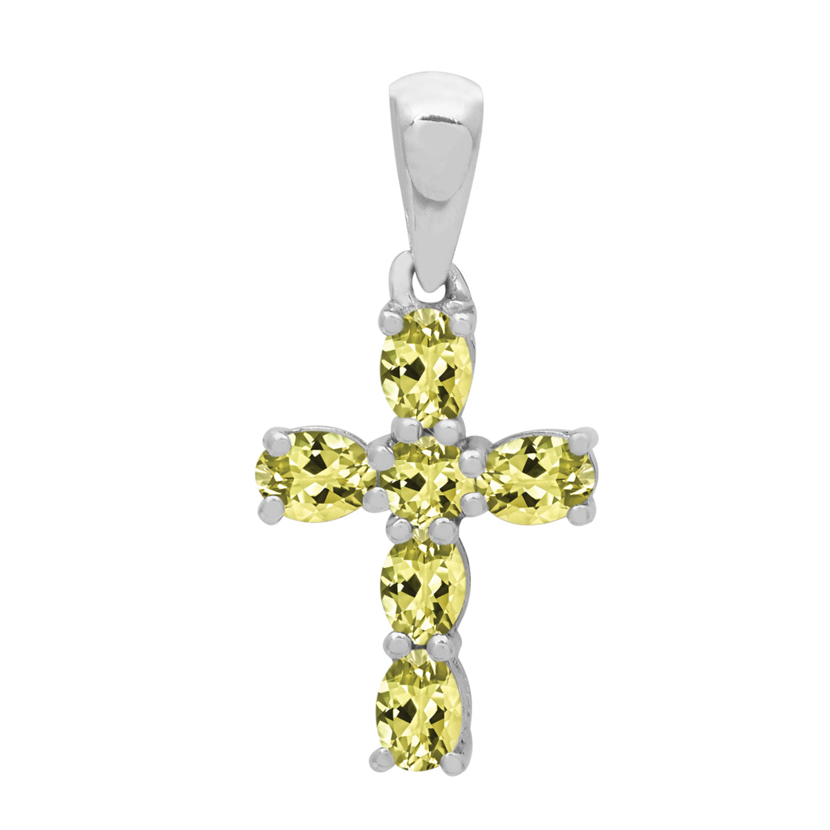 Multi Stone Religious Cross Pendant -Sterling Silver