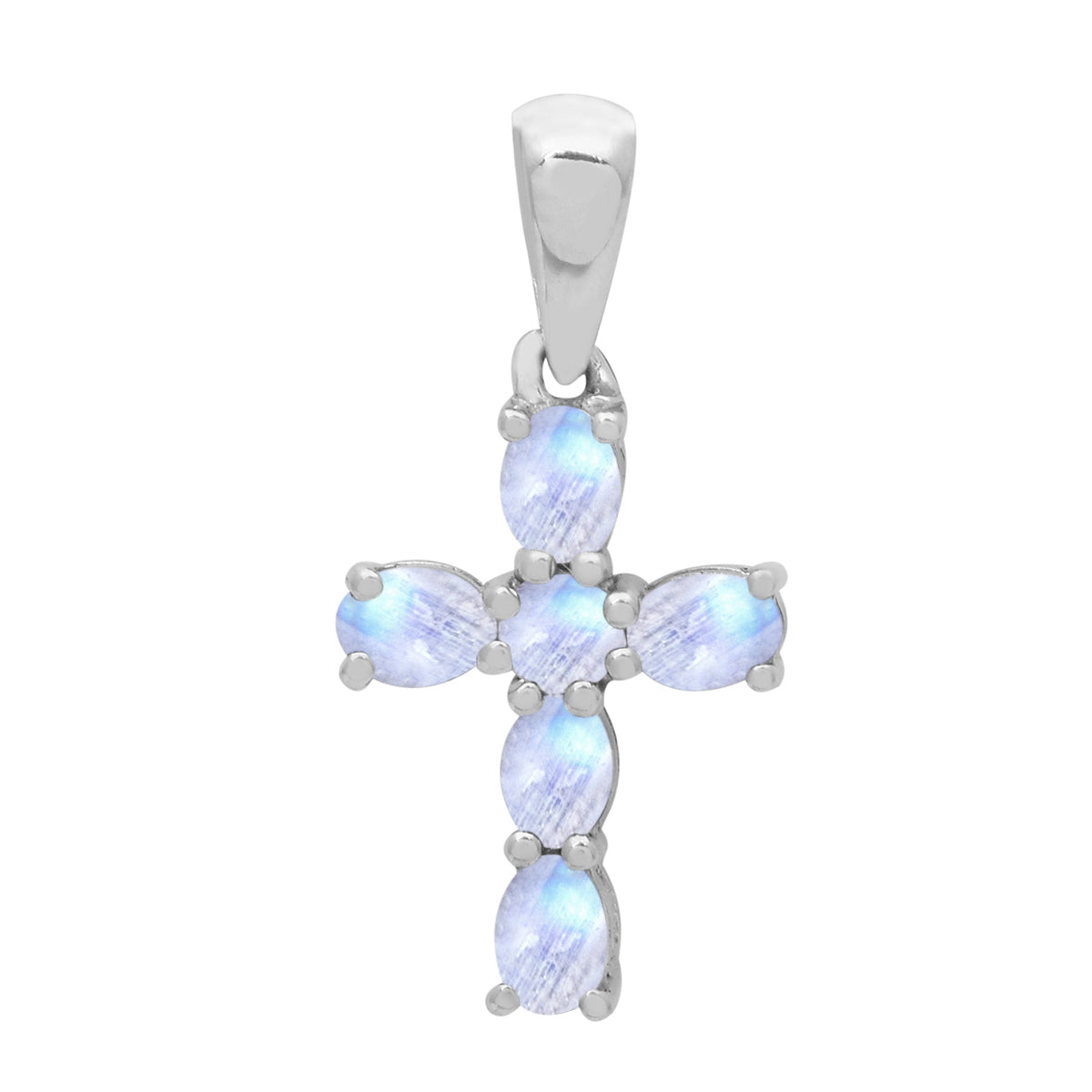 Multi Stone Religious Cross Pendant -Sterling Silver