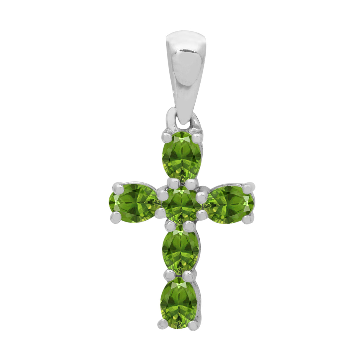 Multi Stone Religious Cross Pendant -Sterling Silver