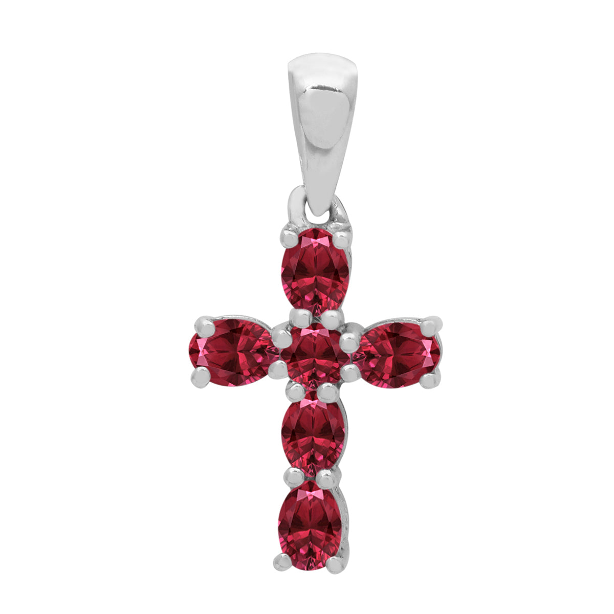 Multi Stone Religious Cross Pendant -Sterling Silver