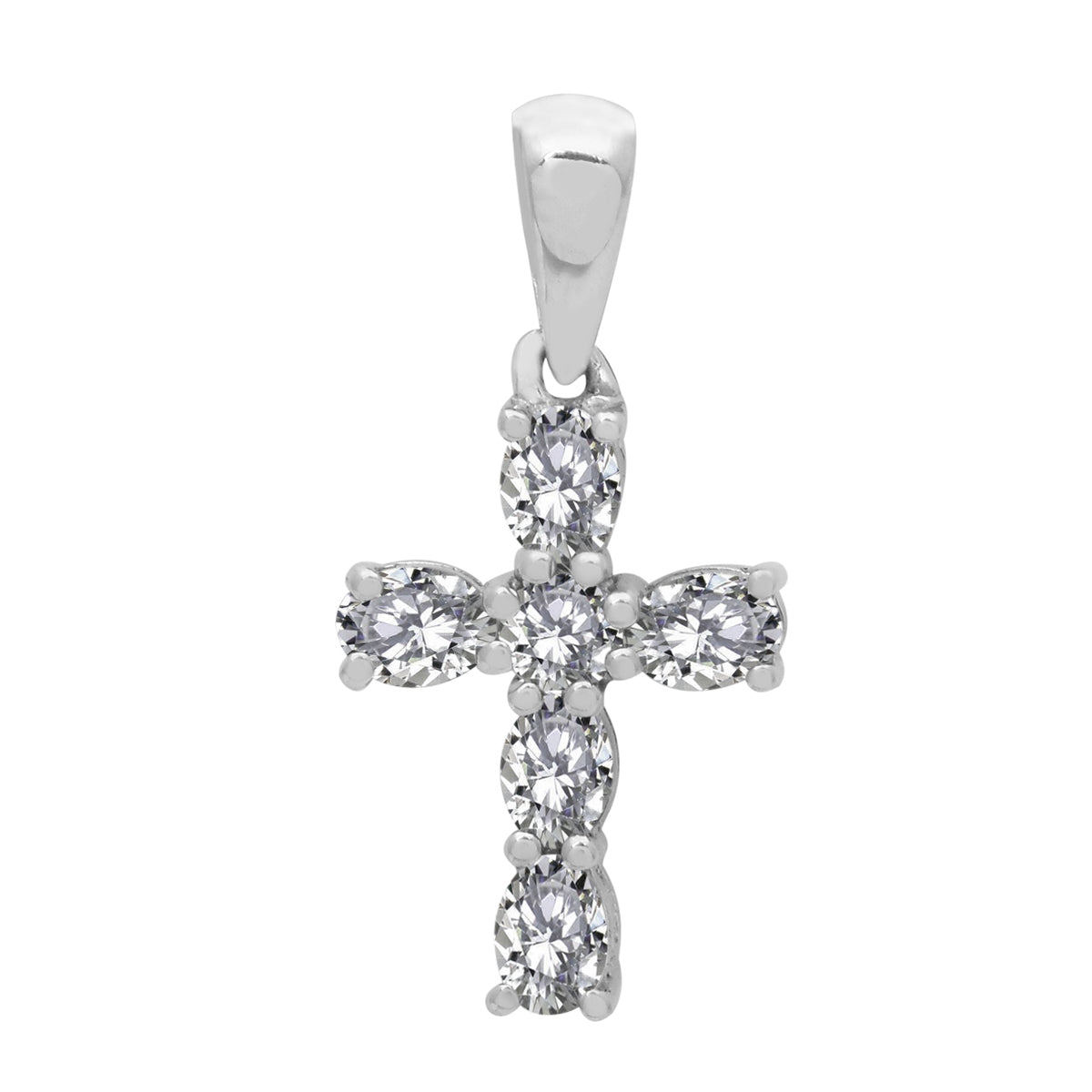 Multi Stone Religious Cross Pendant -Sterling Silver