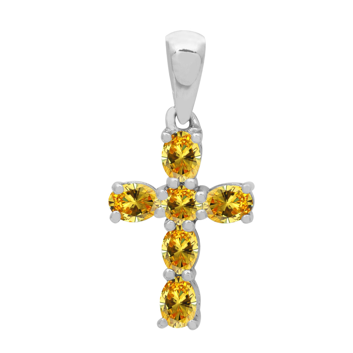 Multi Stone Religious Cross Pendant -Sterling Silver