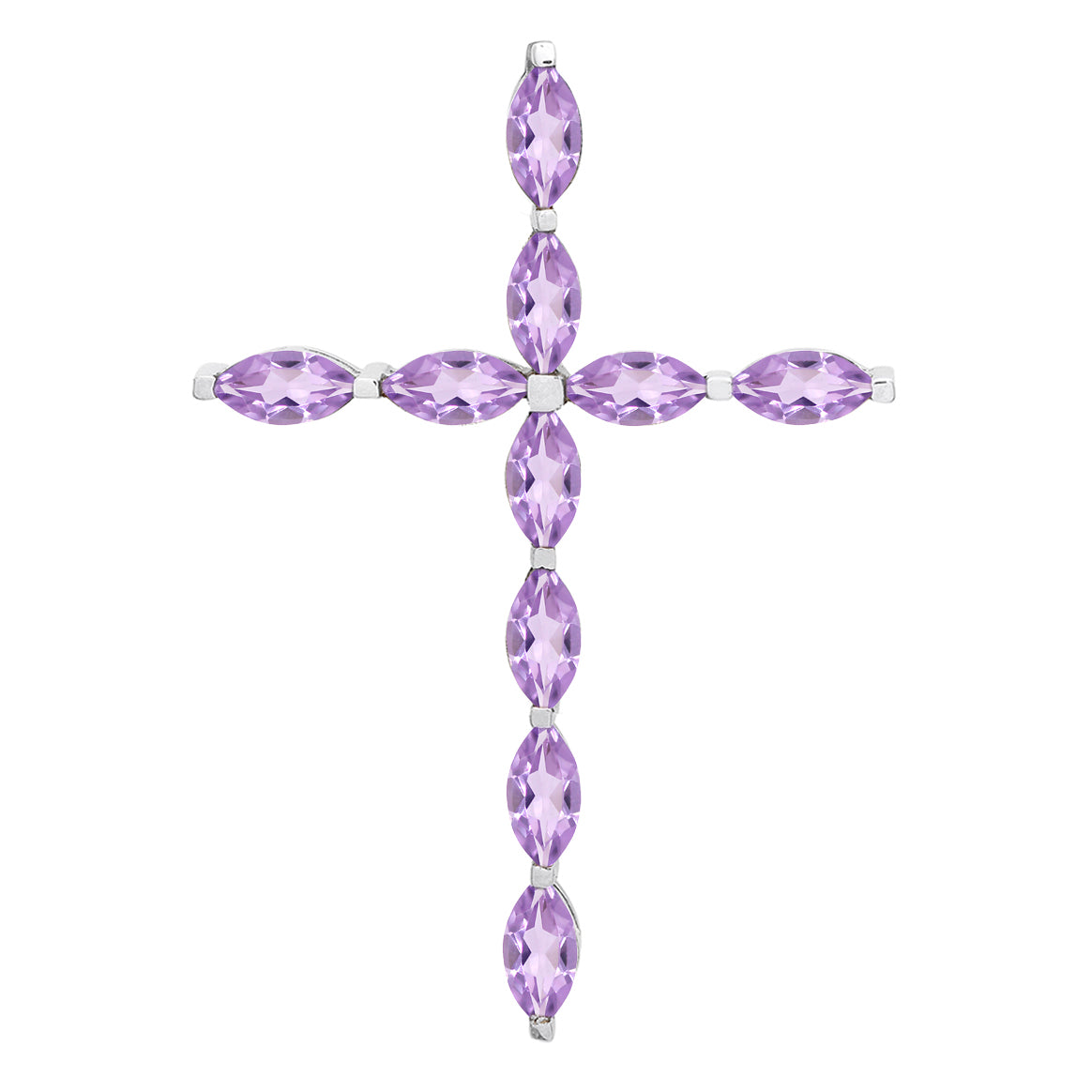 Multi Stone Religious Cross Pendant -Sterling Silver