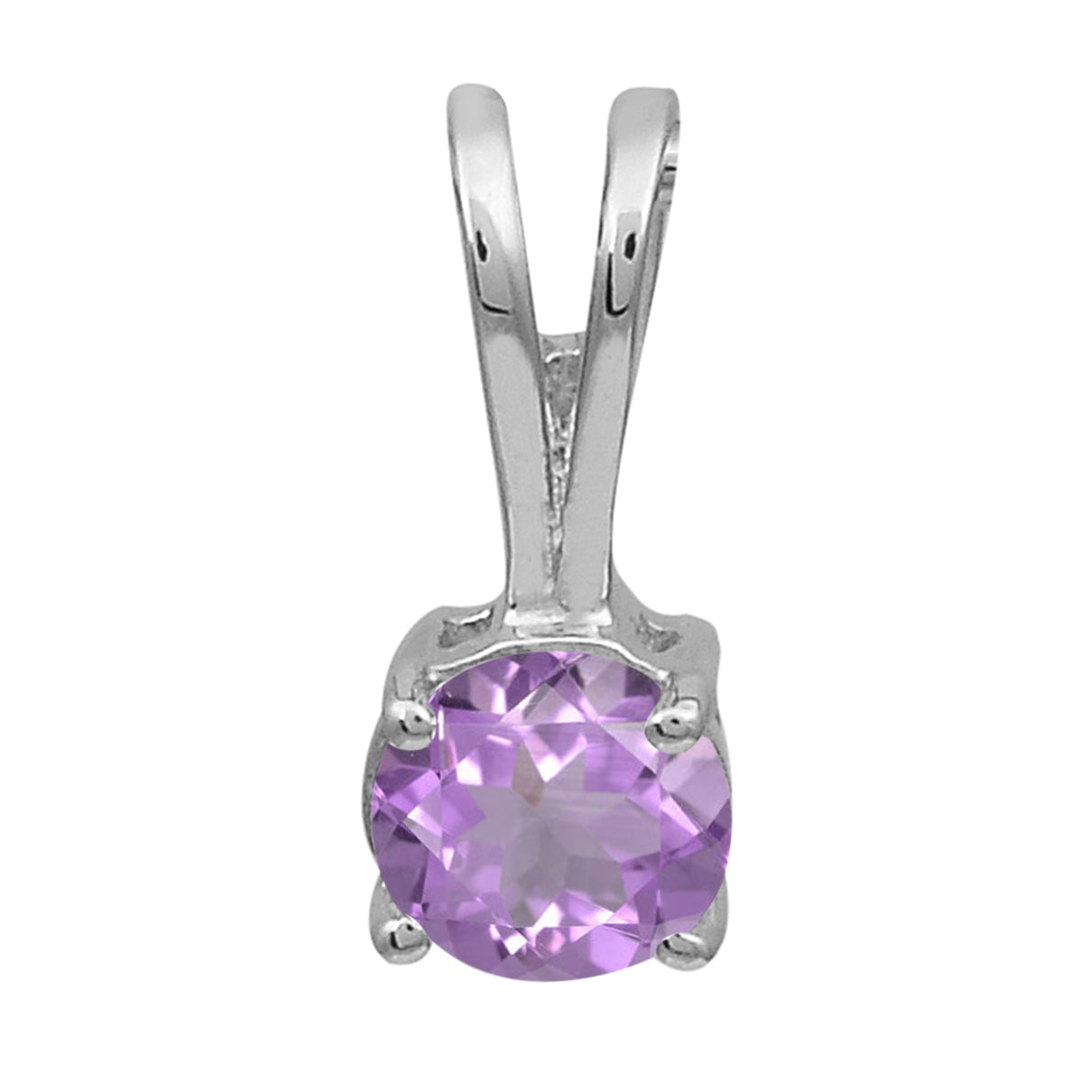 Multi Stone Round Solitaire Pendant - Sterling Silver