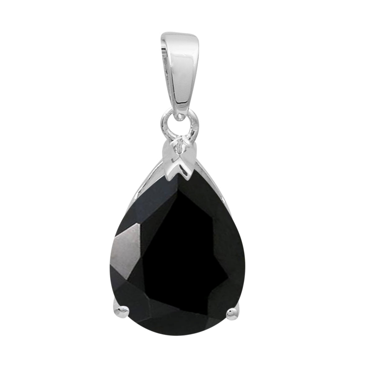 Multi Stone Pear Solitaire Pendant - Sterling Silver