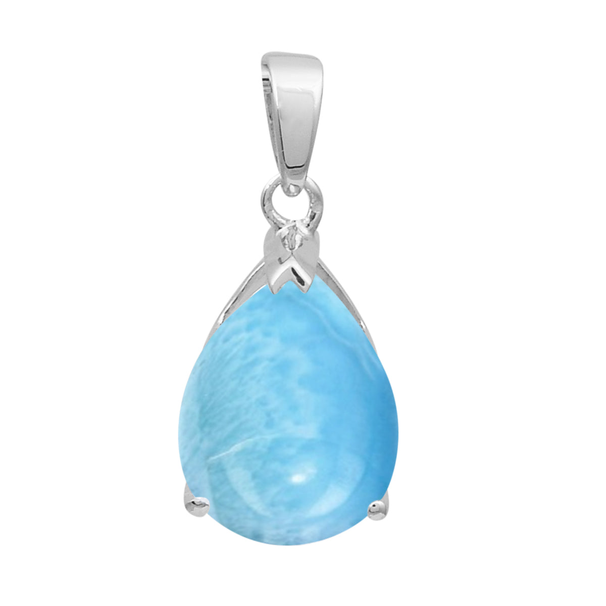 Multi Stone Pear Solitaire Pendant - Sterling Silver