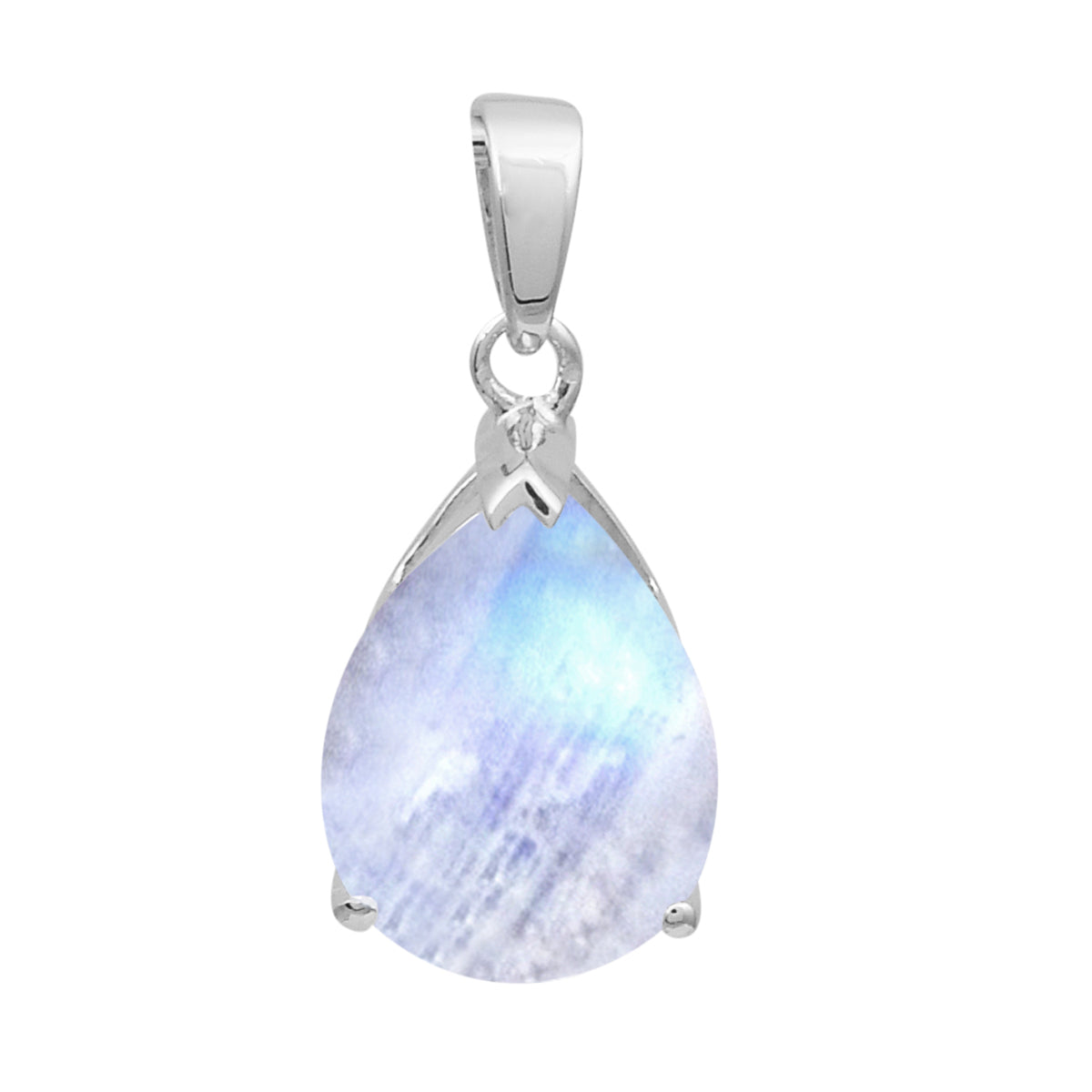 Multi Stone Pear Solitaire Pendant - Sterling Silver