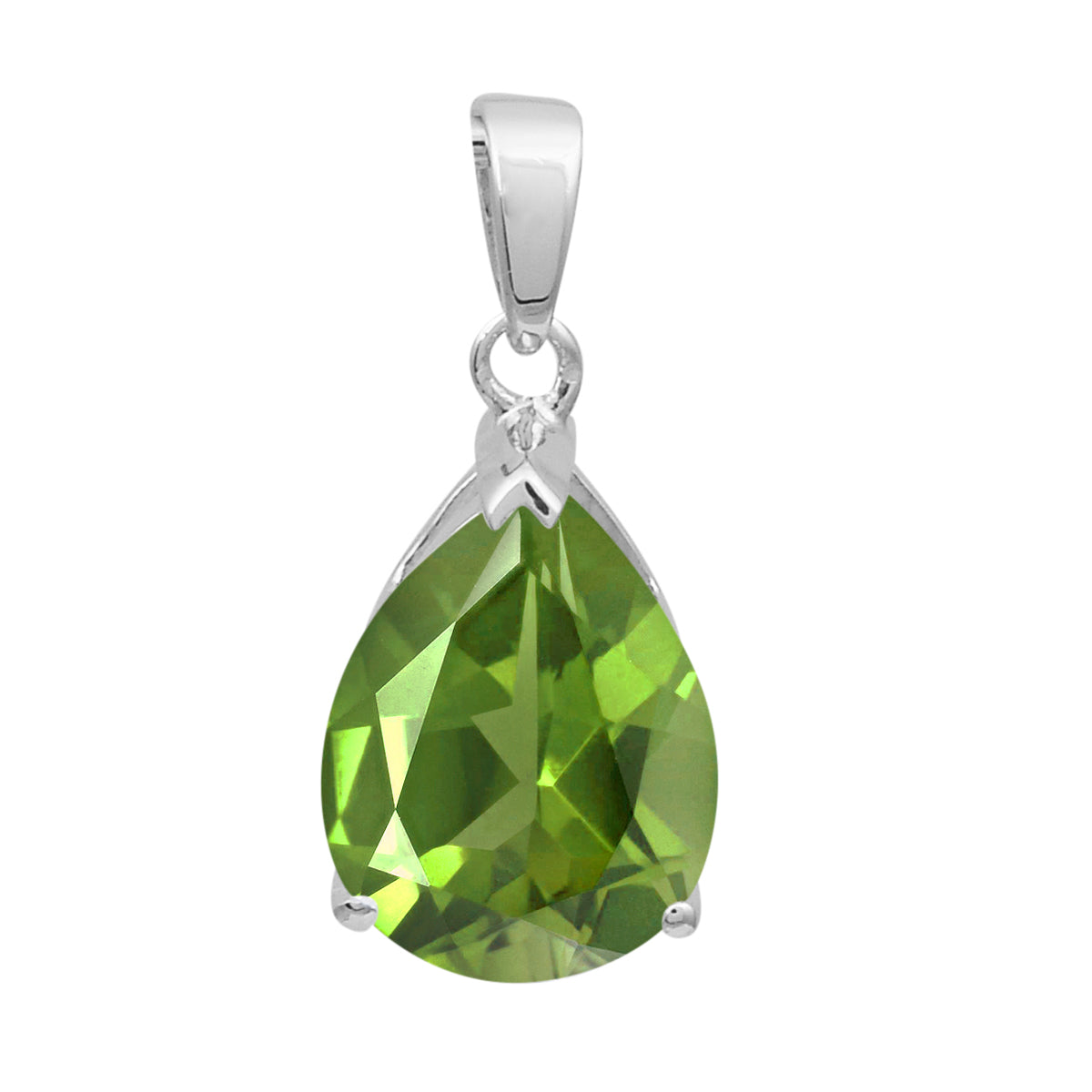 Multi Stone Pear Solitaire Pendant - Sterling Silver