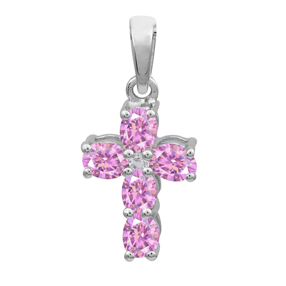 Multi Stone Cross Pendant -Sterling Silver