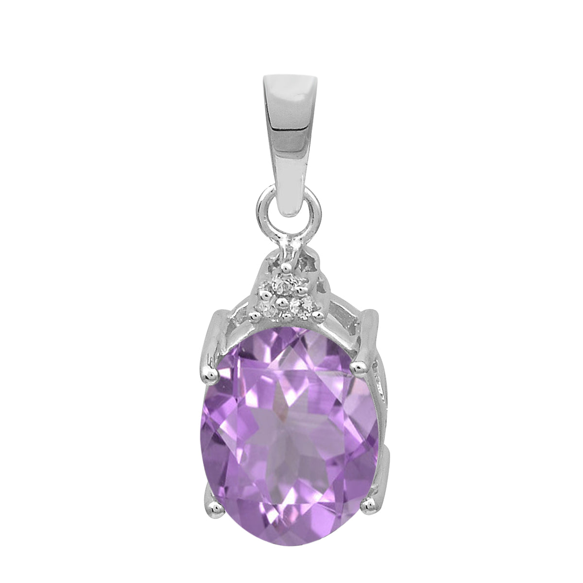 Oval Multi-Stone Solitaire Pendant – Sterling Silver