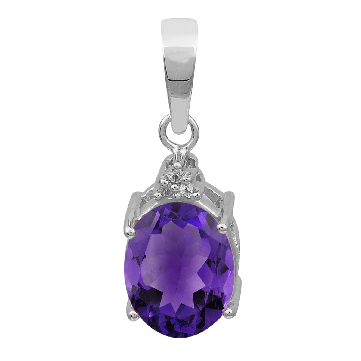 Oval Multi-Stone Solitaire Pendant – Sterling Silver
