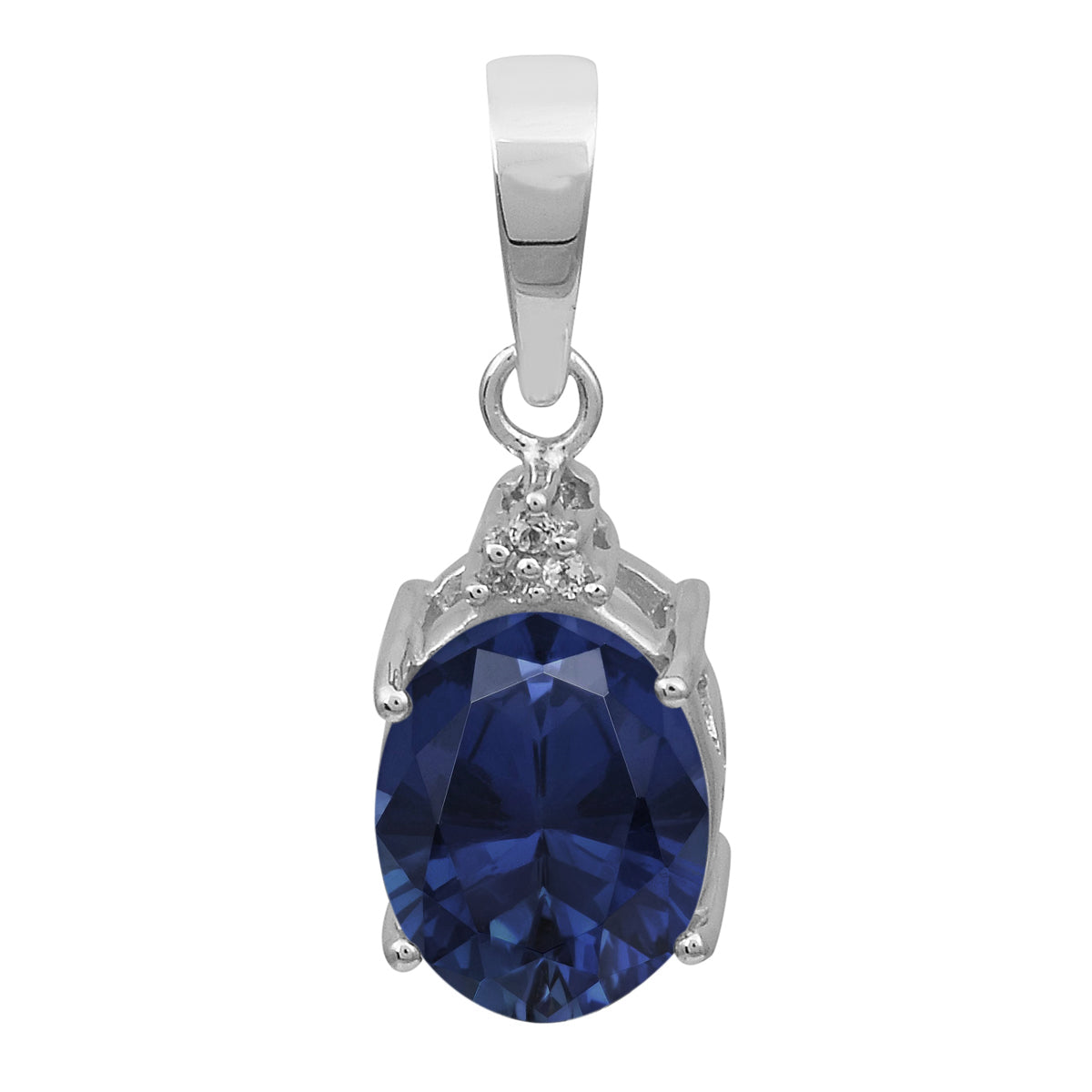 Oval Multi-Stone Solitaire Pendant – Sterling Silver