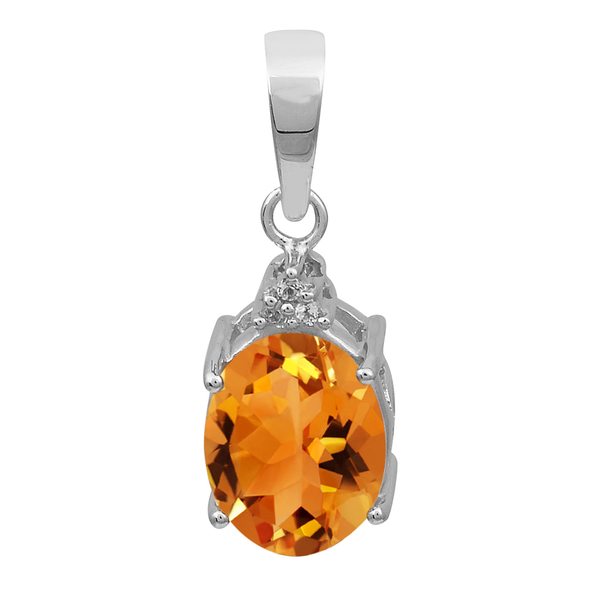 Oval Multi-Stone Solitaire Pendant – Sterling Silver