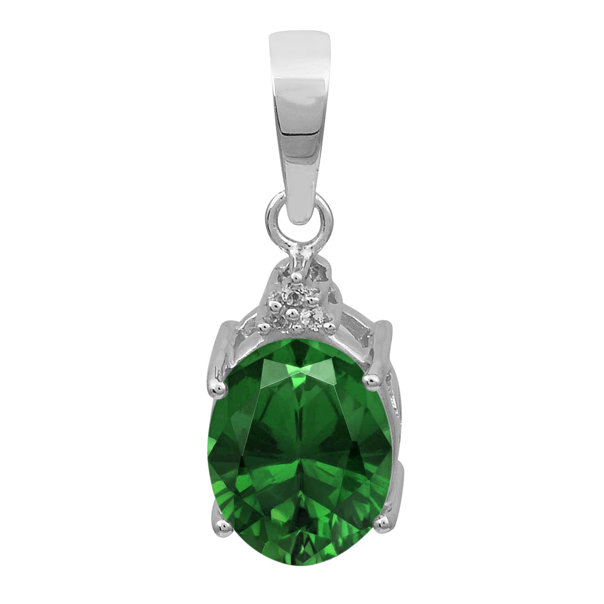 Oval Multi-Stone Solitaire Pendant – Sterling Silver