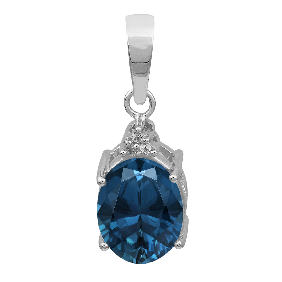 Oval Multi-Stone Solitaire Pendant – Sterling Silver